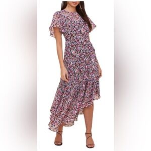 ASTR the Label Midsummer Floral Asymmetrical Midi Dress M